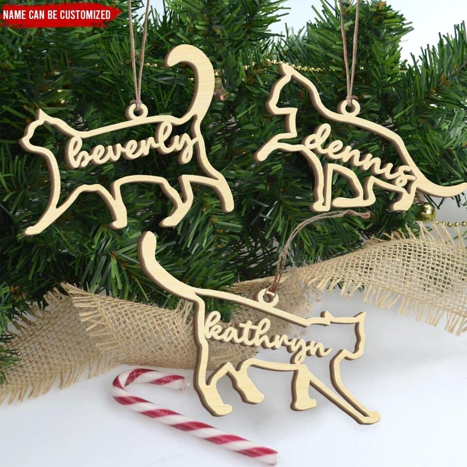 Custom Cat Ornament, Custom Christmas Wooden Cutout Ornament