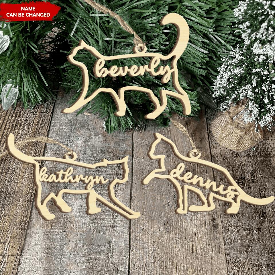 Custom Cat Ornament, Custom Christmas Wooden Cutout Ornament