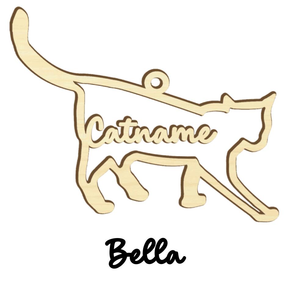 Custom Cat Ornament, Custom Christmas Wooden Cutout Ornament