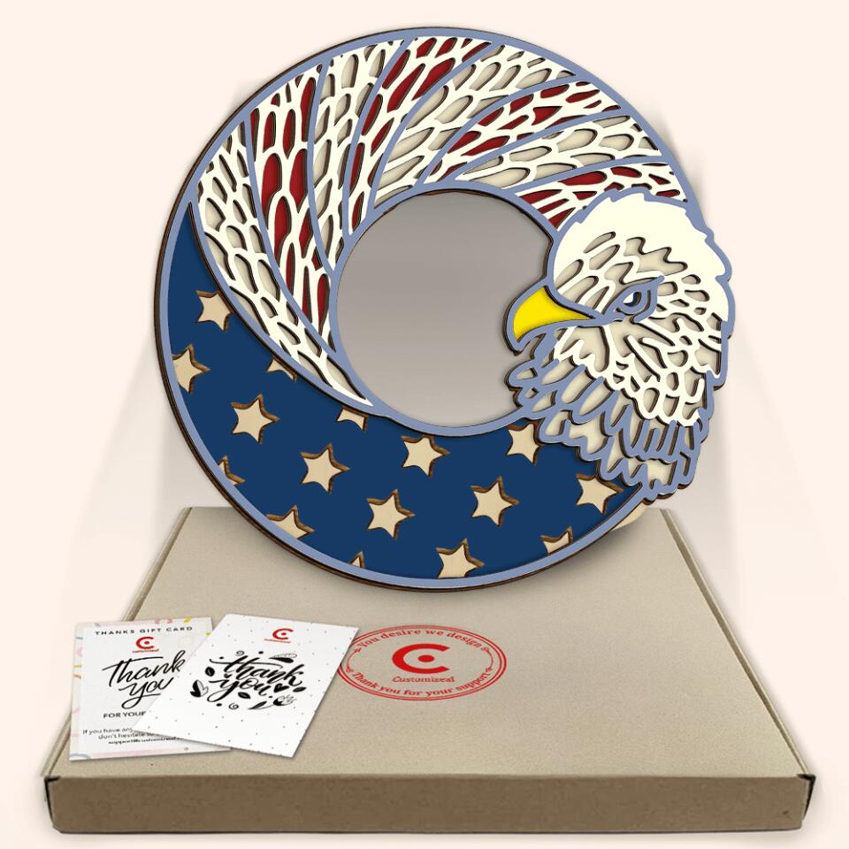 USA Multilayer 3D Door Hanger | USA 3D Mandala | Patriotic Wooden Sign | Custom 2 Layer Door Sign