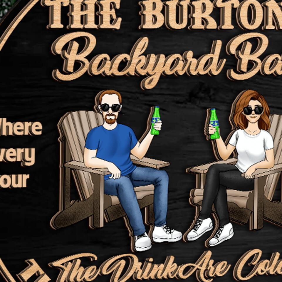 Welcome To Backyard Bar - Personalized 2 Layer Sign