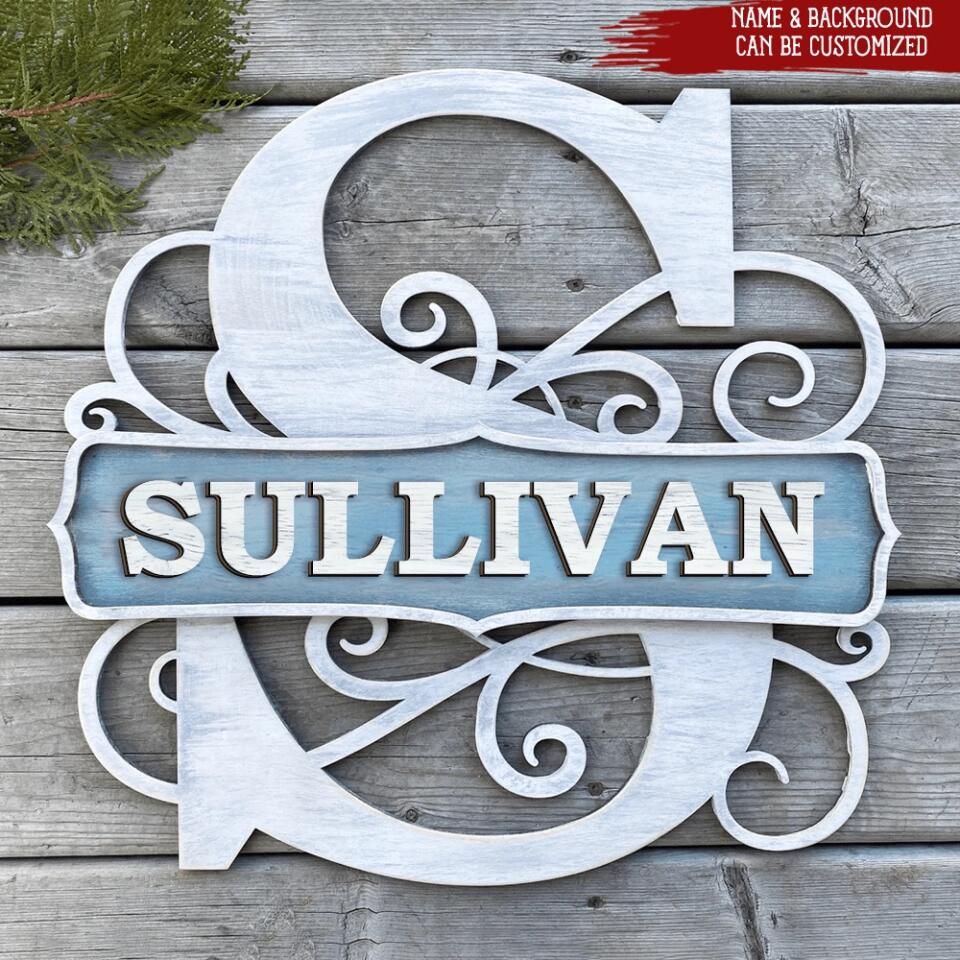 Custom Family Name On 2 Layer Door Hanger | Welcome Sign