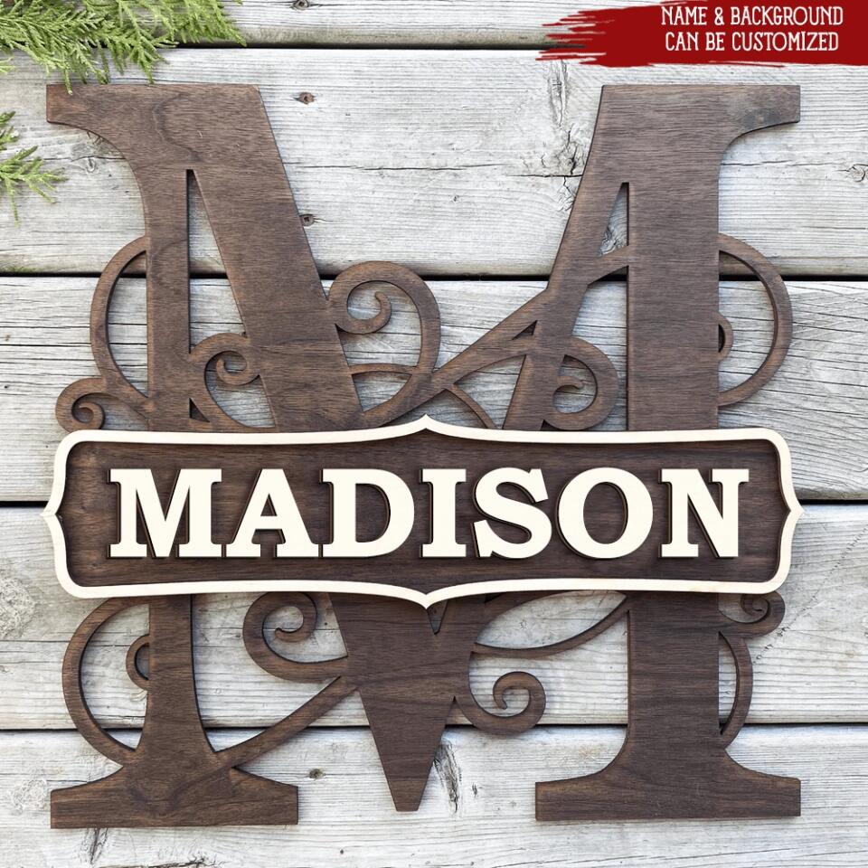 Custom Family Name On 2 Layer Door Hanger | Welcome Sign