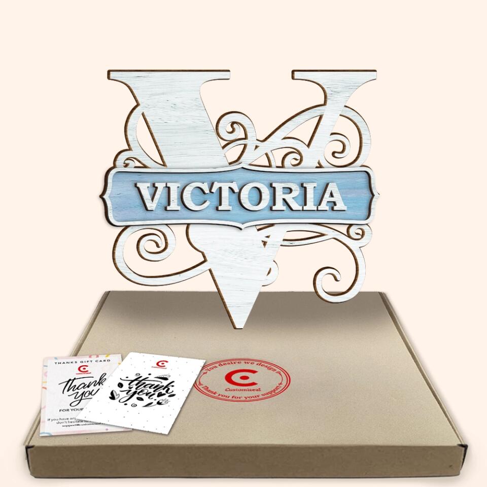 Custom Family Name On 2 Layer Door Hanger | Welcome Sign