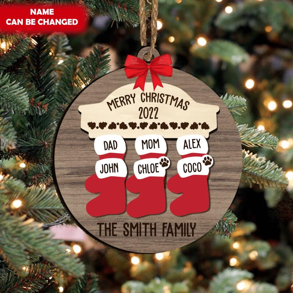 Personalized Family Christmas Ornaments - Personalized Wooden Christmas Ornament