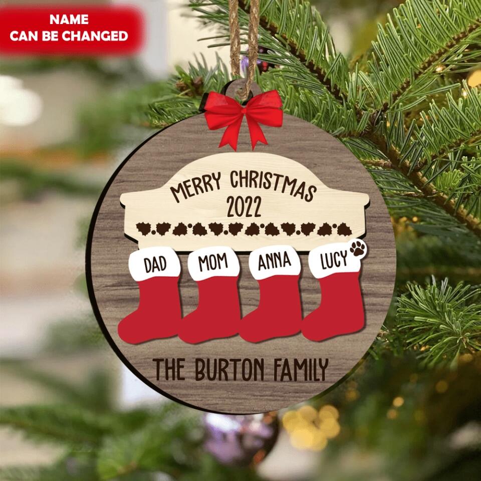 Personalized Family Christmas Ornaments - Personalized Wooden Christmas Ornament