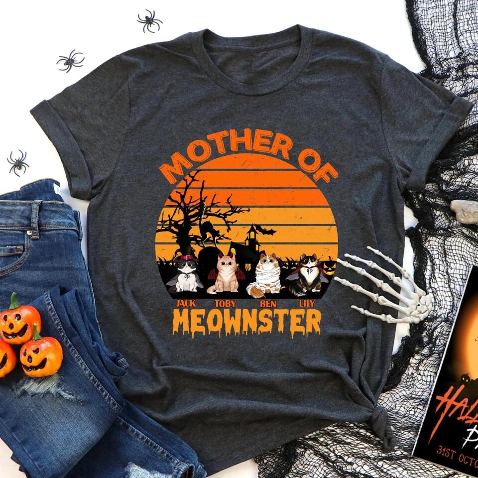 Mother Of Meownsters - Personalized T-shirt, Halloween Gift For Cat Lovers, Cat Mom