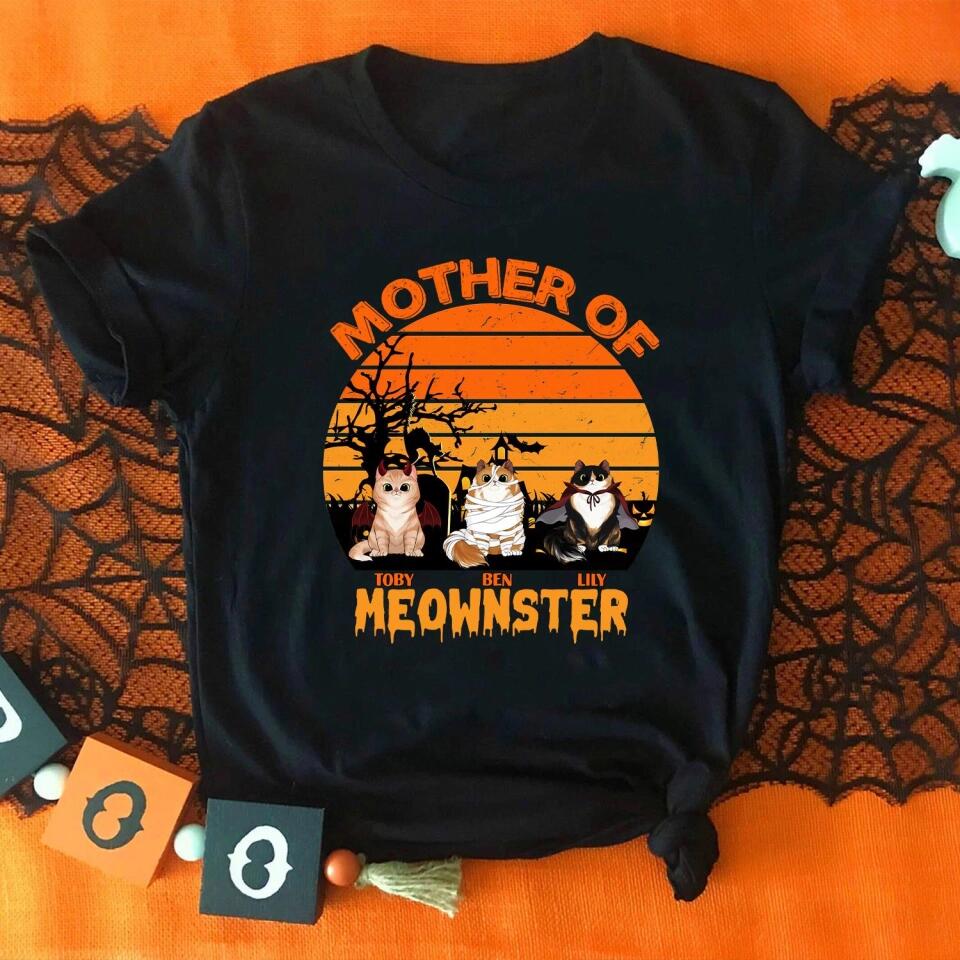Mother Of Meownsters - Personalized T-shirt, Halloween Gift For Cat Lovers, Cat Mom