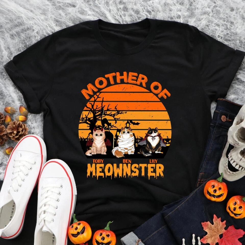 Mother Of Meownsters - Personalized T-shirt, Halloween Gift For Cat Lovers, Cat Mom