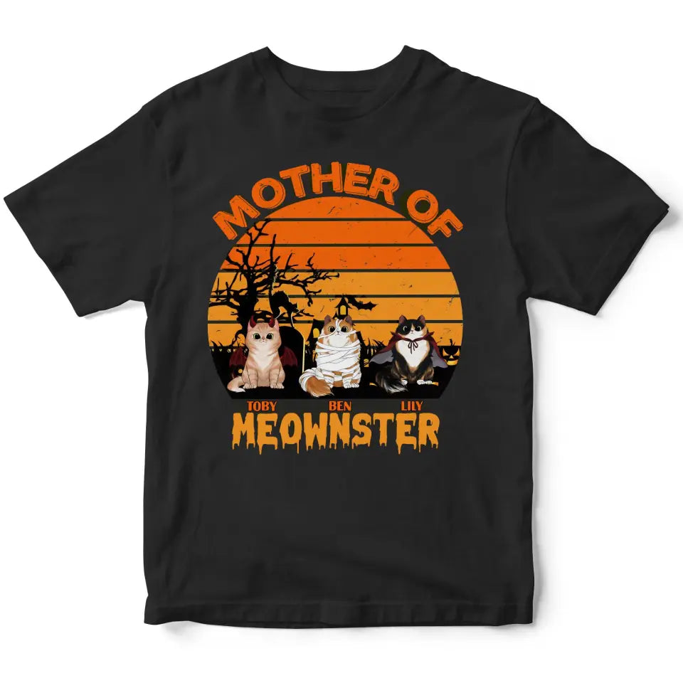 Mother Of Meownsters - Personalized T-shirt, Halloween Gift For Cat Lovers, Cat Mom