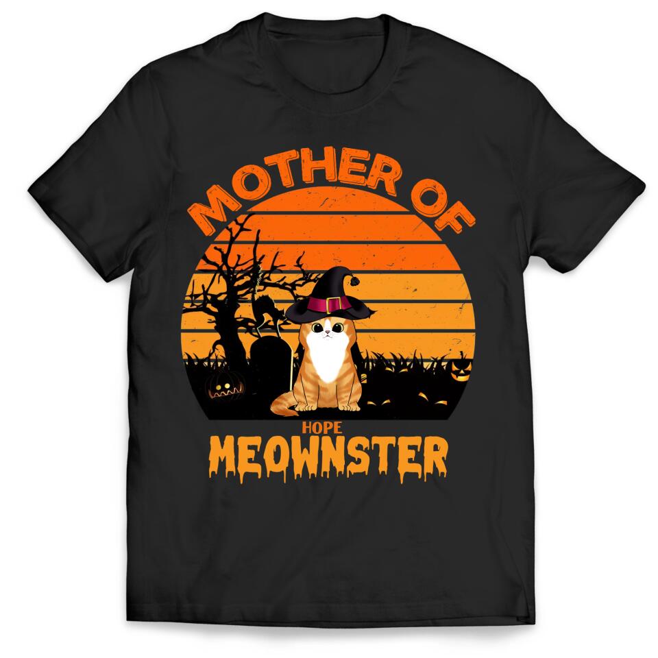 Mother Of Meownsters - Personalized T-shirt, Halloween Gift For Cat Lovers, Cat Mom