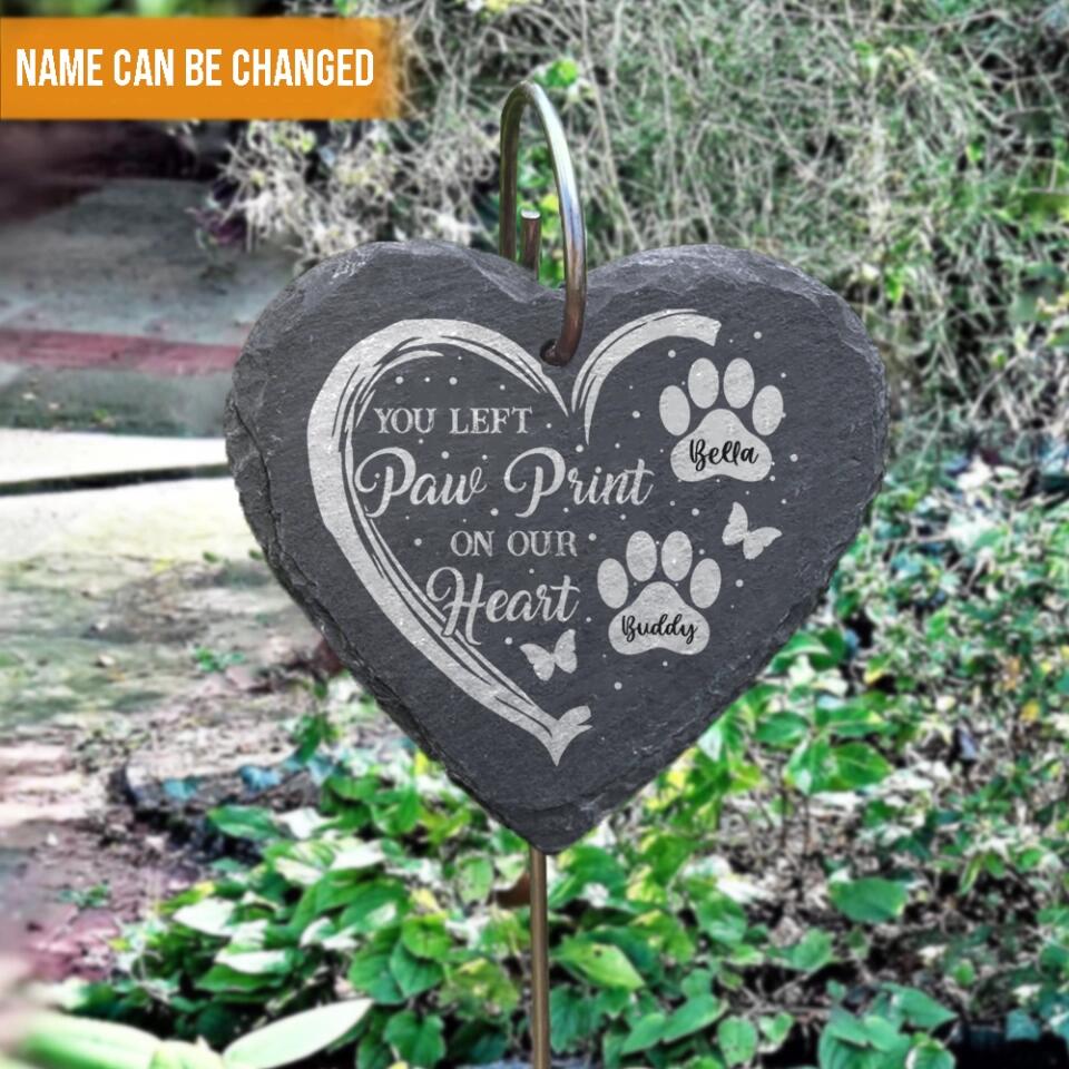 You Left A Paw print on Our Hearts - Personalized Slate Ornament