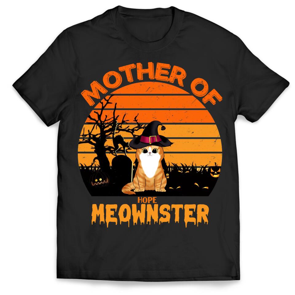 Mother Of Meownsters - Personalized T-shirt, Halloween Gift For Cat Lovers, Cat Mom