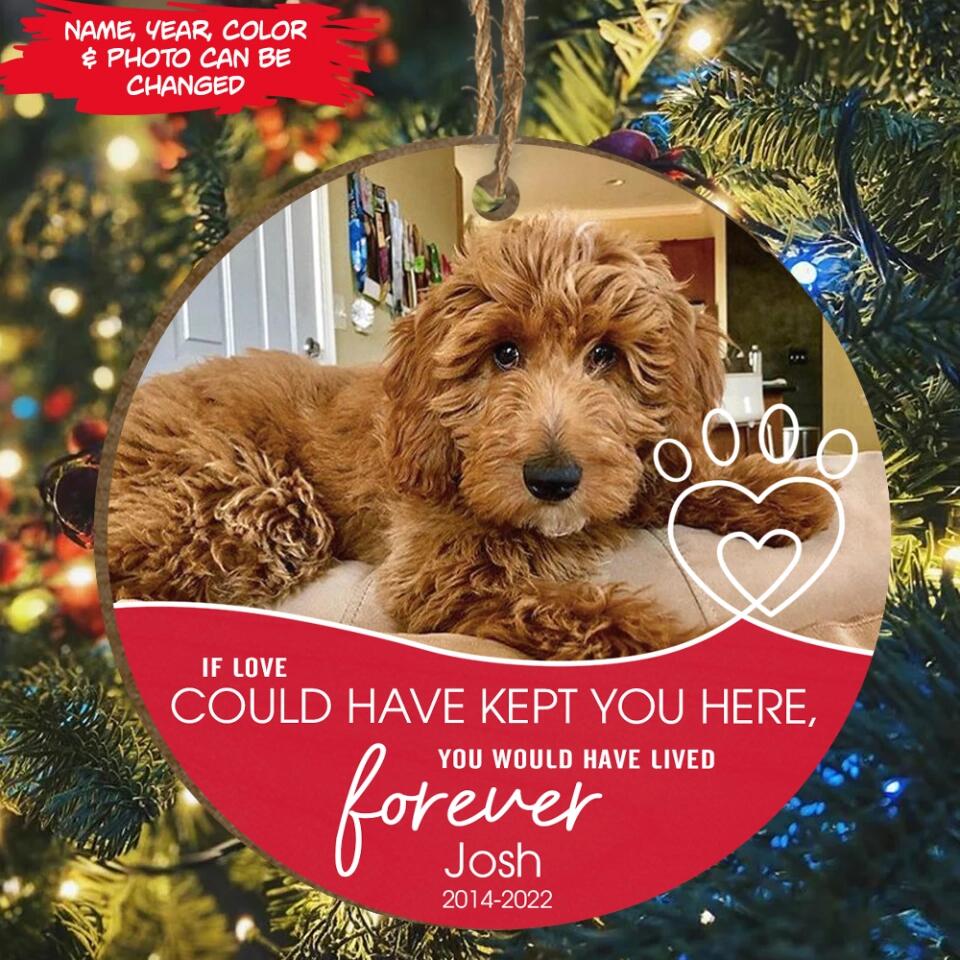 If Love Could Have Kept You Here - Pet Memorial Ornament with Photo - Dog Memorial Ornament