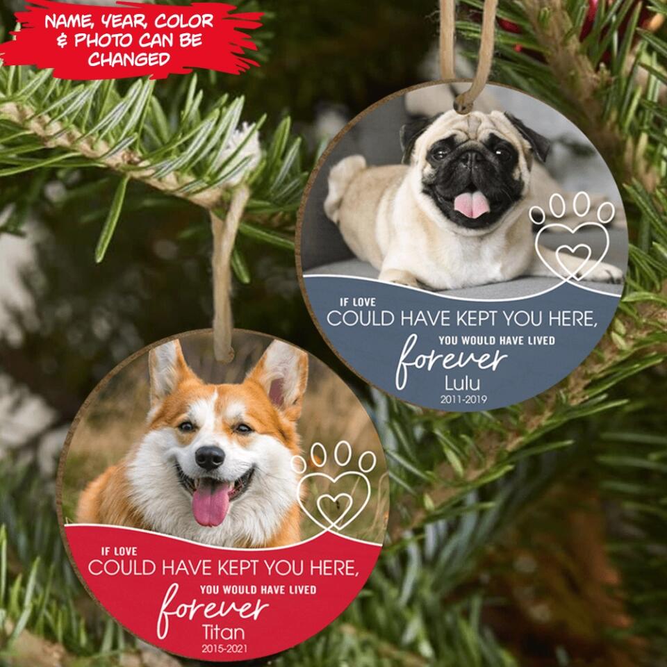 If Love Could Have Kept You Here - Pet Memorial Ornament with Photo - Dog Memorial Ornament
