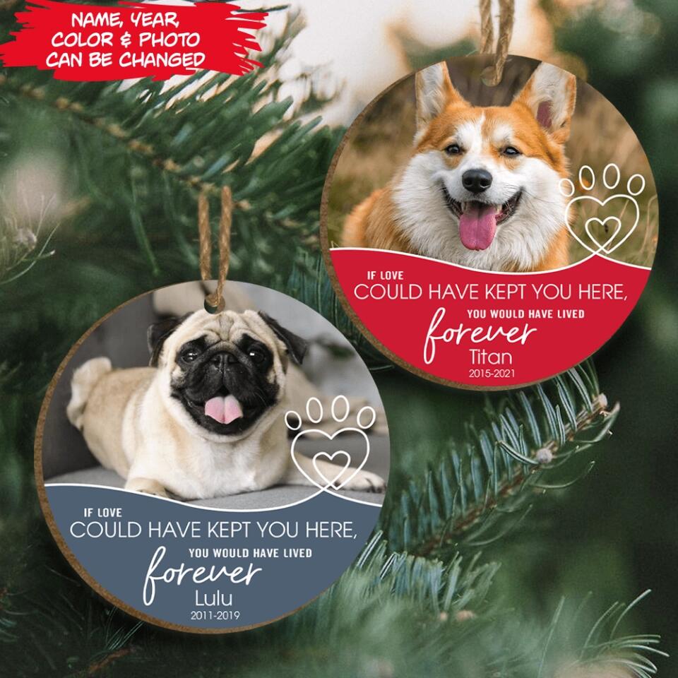If Love Could Have Kept You Here - Pet Memorial Ornament with Photo - Dog Memorial Ornament