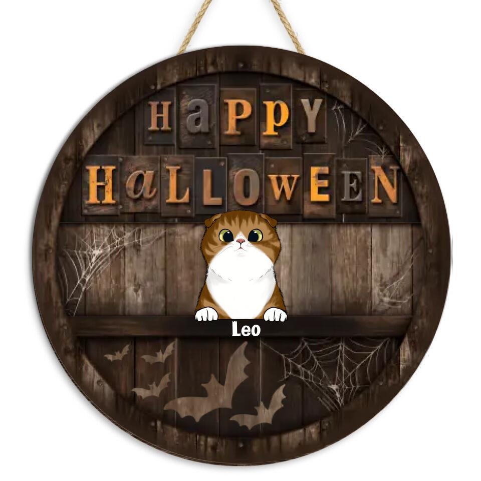 Halloween Welcome Signs, Happy Halloween Gifts For Cat Lovers, Custom Wooden Signs , Cat Mom Gifts