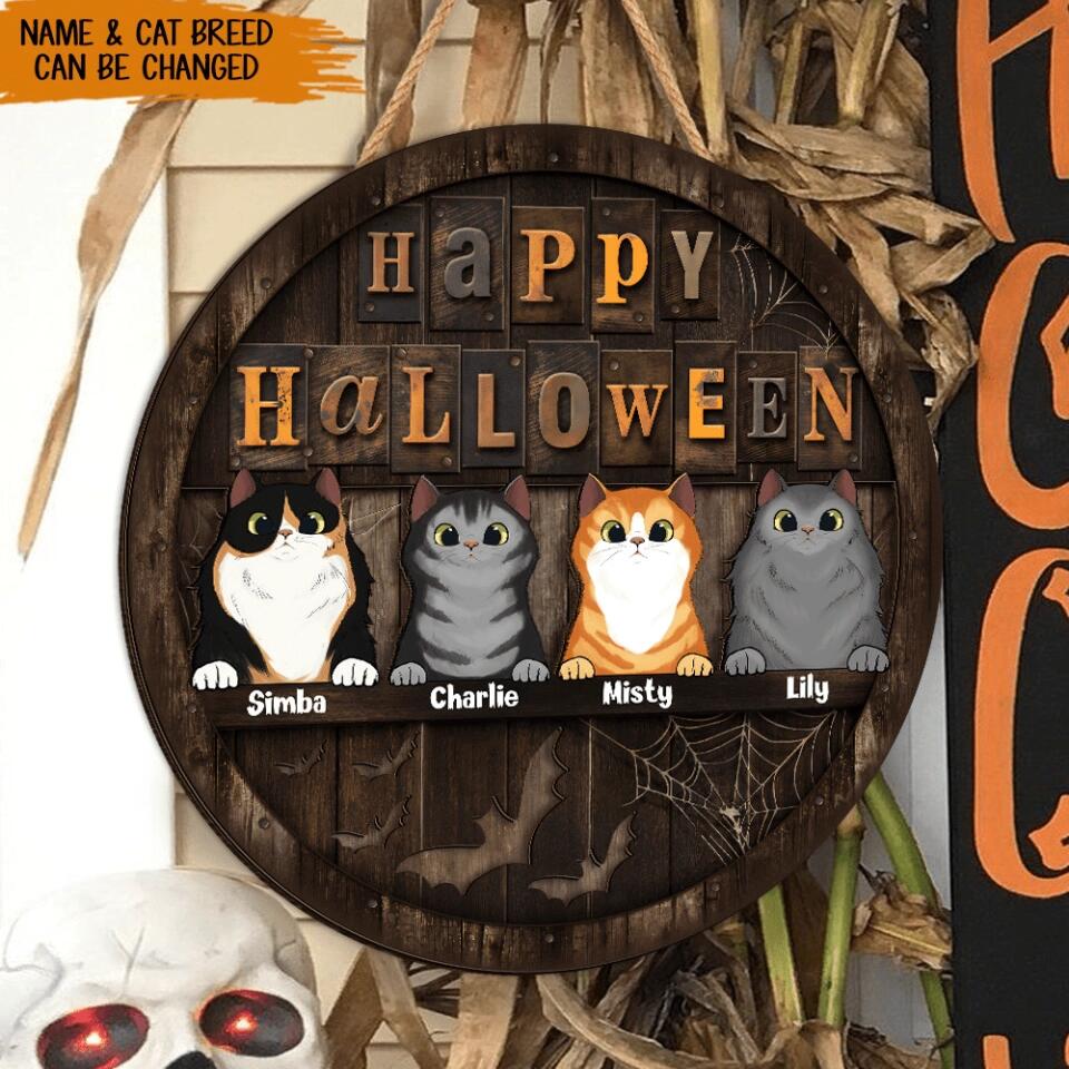 Halloween Welcome Signs, Happy Halloween Gifts For Cat Lovers, Custom Wooden Signs , Cat Mom Gifts