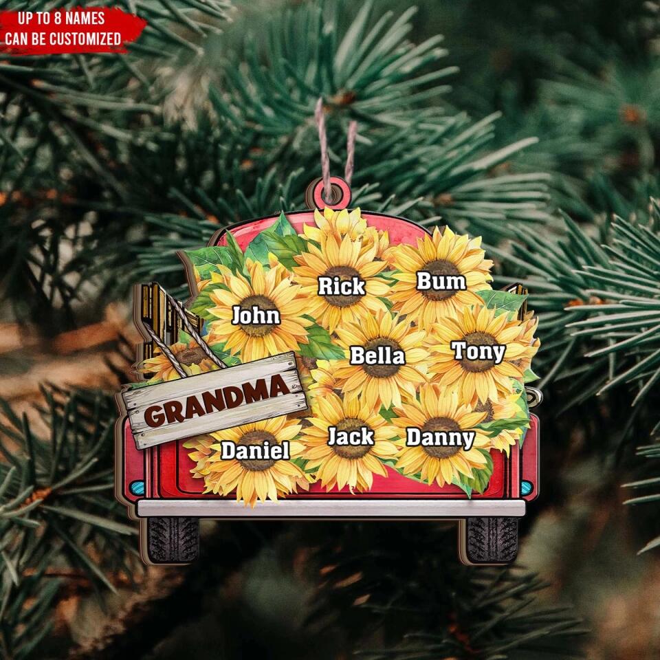 Grandma With Kids Sunflower - Gift For Mom, Grandma - Personalized Christmas Ornament