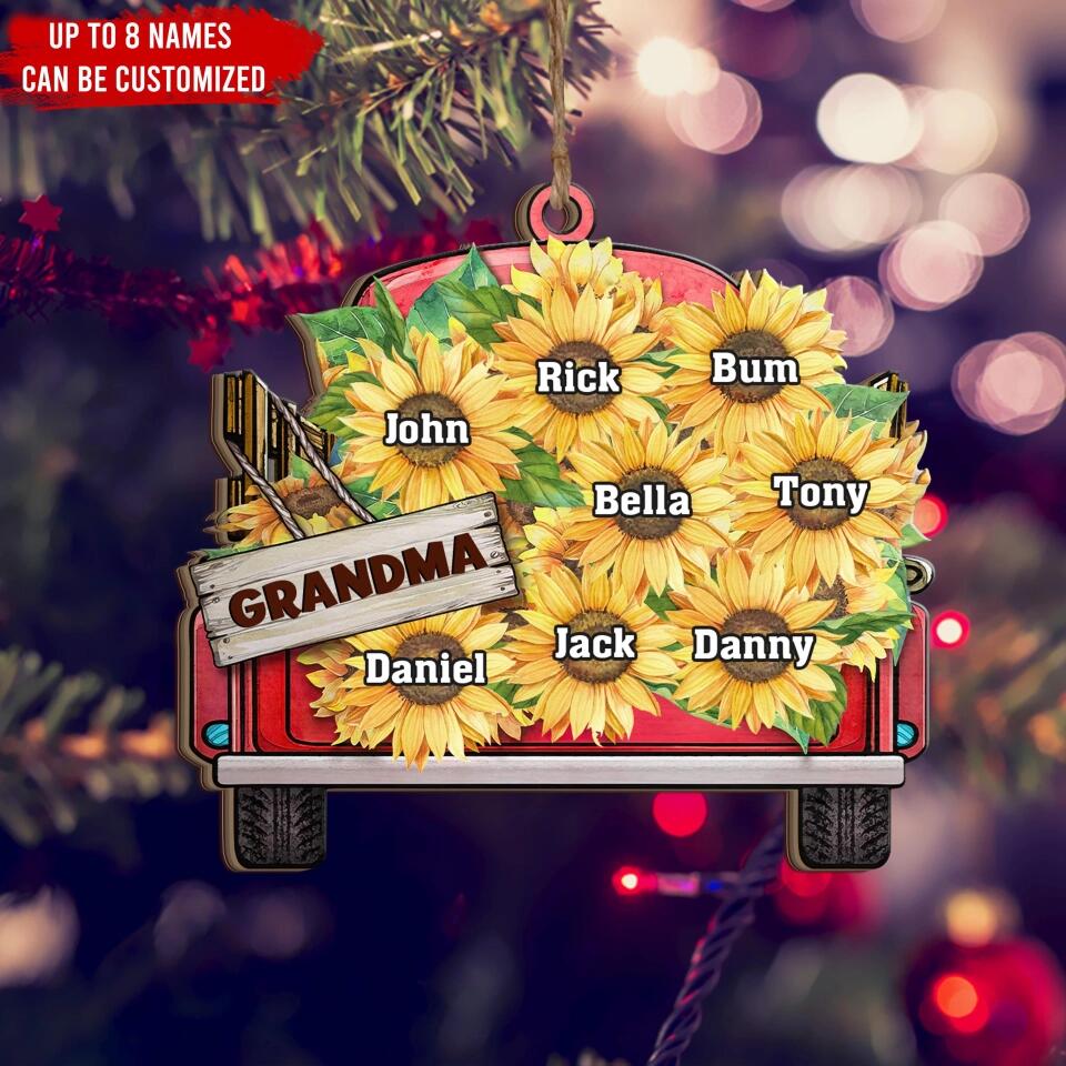 Grandma With Kids Sunflower - Gift For Mom, Grandma - Personalized Christmas Ornament