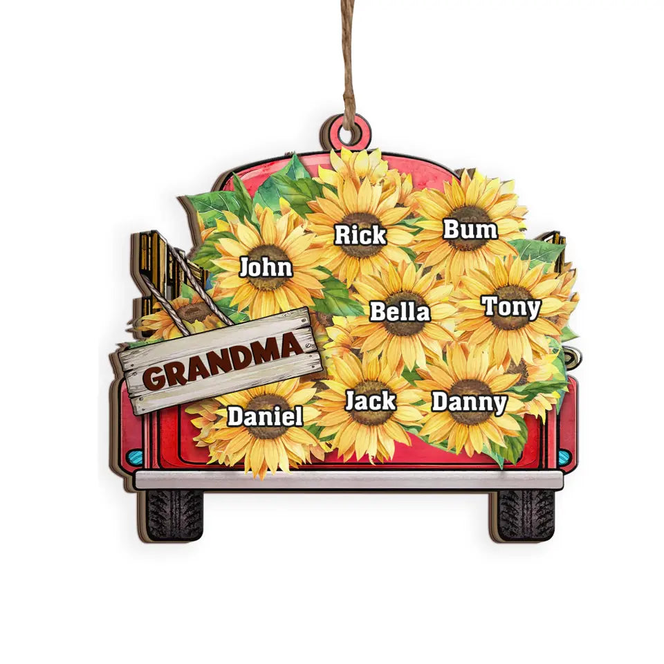 Grandma With Kids Sunflower - Gift For Mom, Grandma - Personalized Christmas Ornament