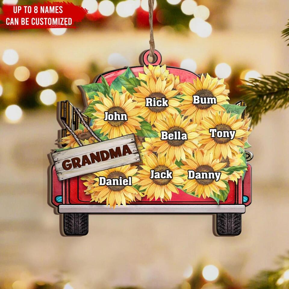 Grandma With Kids Sunflower - Gift For Mom, Grandma - Personalized Christmas Ornament