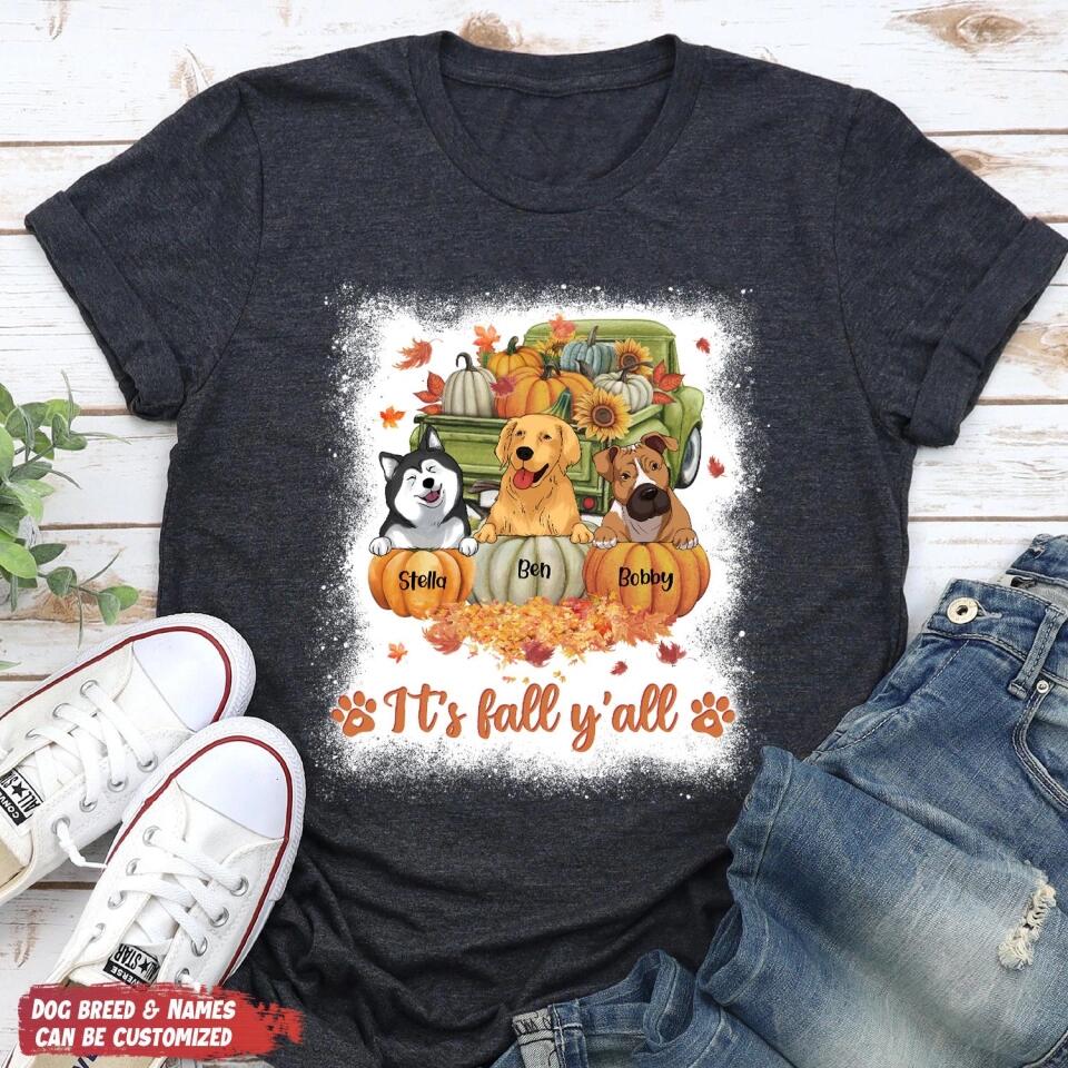 It's Fall Y'All - Personalized Tshirt, Gift For Dog Lover
