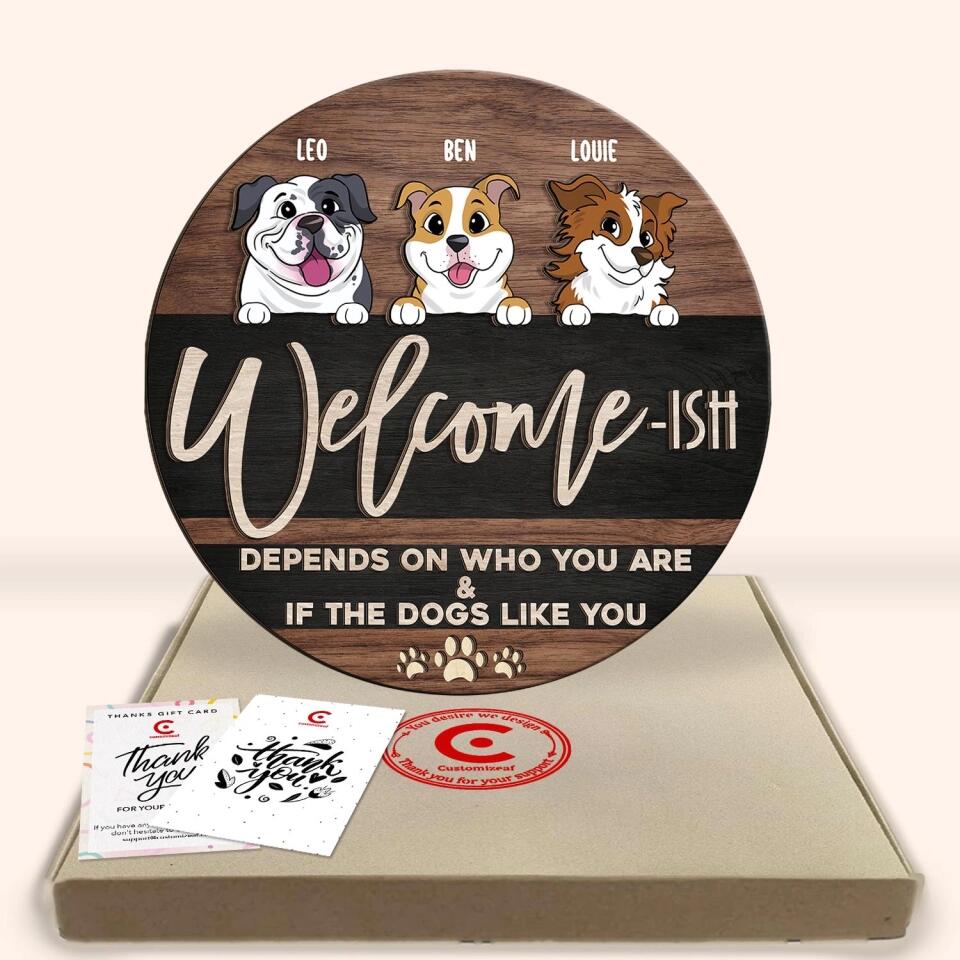 Personalized Dog Welcome-ISH - Personalized 2 Layer Sign, Welcome Sign for Front Door