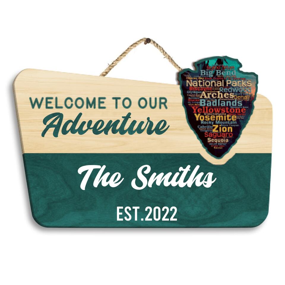 Name Of National Park In Welcome Sign - Custom 2 Layer Door Sign For Campers