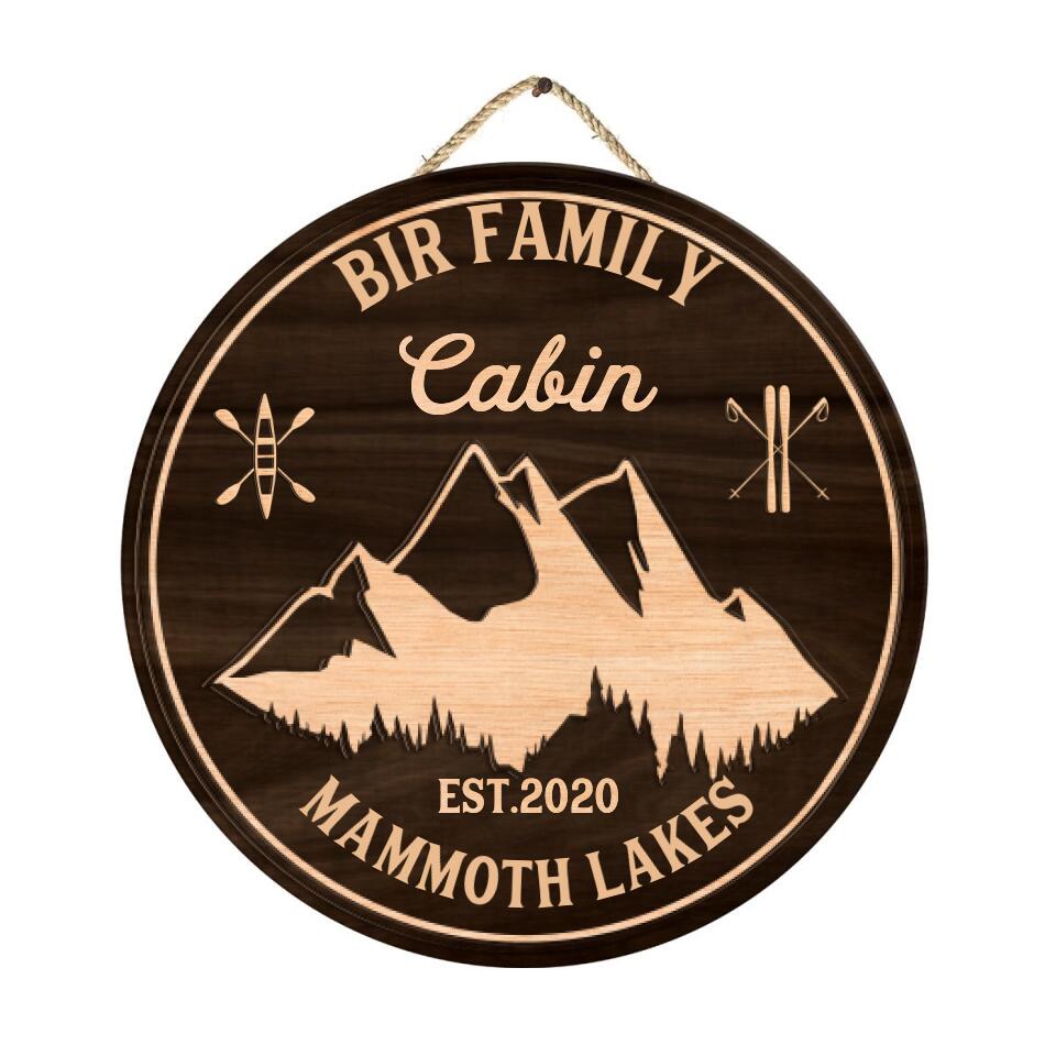 Mountain Cabin Sign - Personalized 2 Layer Sign