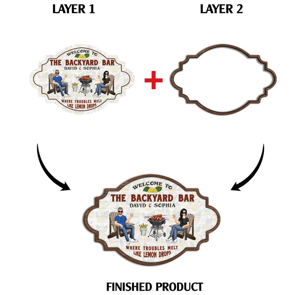 Where Troubles Melt Like Lemon Drop - Personalized 2 Layer Sign