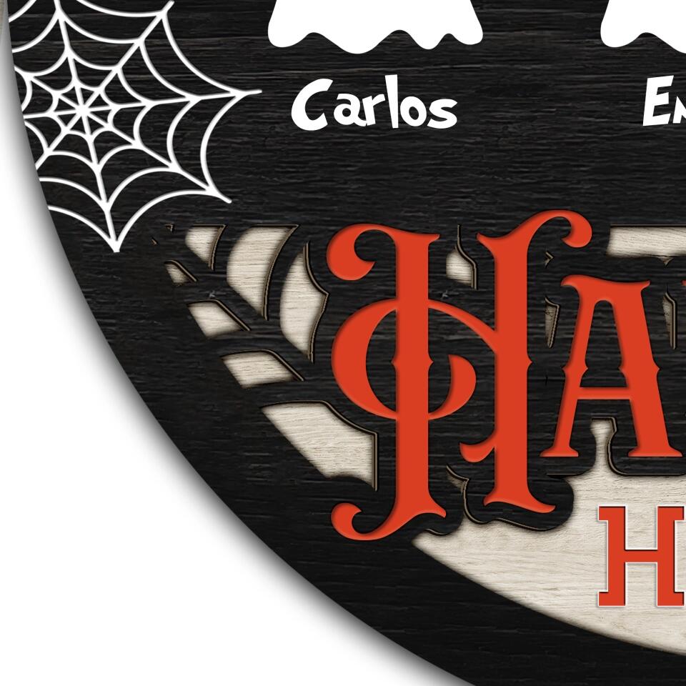Welcome To Our Haunted House - Personalized 2 Layer Sign, Custom Halloween Family Sign