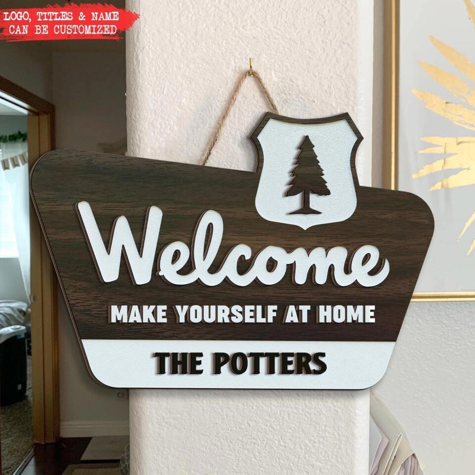 Welcome Sign, National Parks Style - Personalized 2 Layer Sign