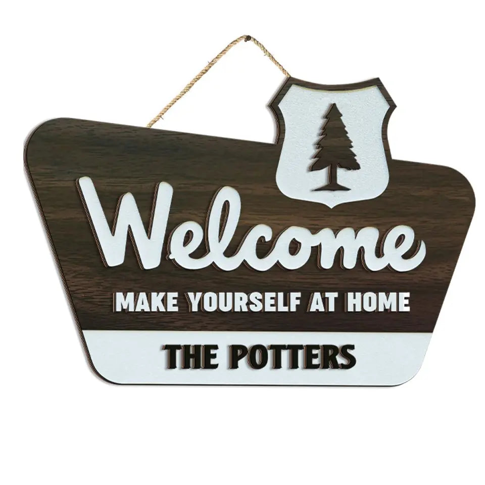 Welcome Sign, National Parks Style - Personalized 2 Layer Sign
