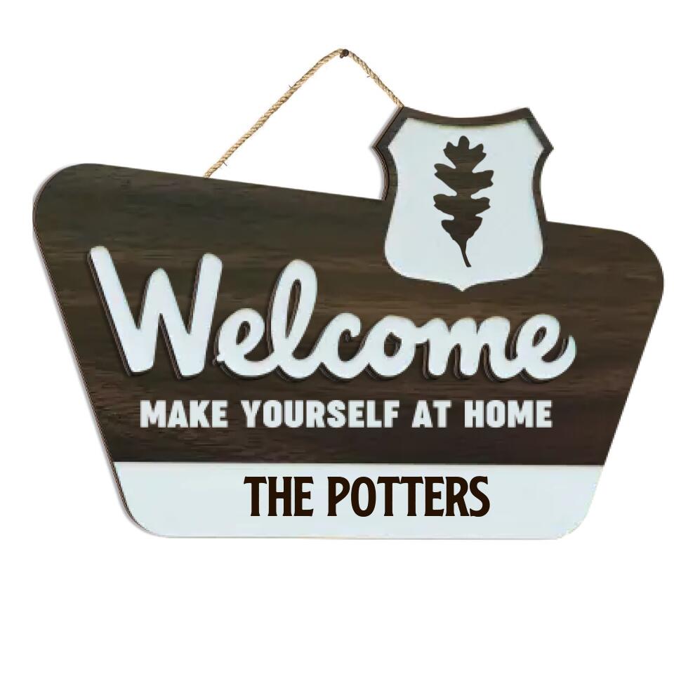 Welcome Sign, National Parks Style - Personalized 2 Layer Sign