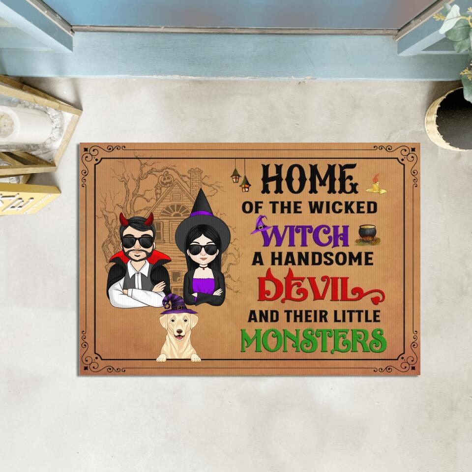 The Wicked Witch & Her Lil Monsters - Personalized Doormat, Halloween Gifts