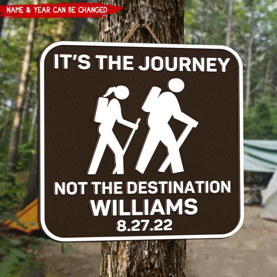 Hiking Couple Wilderness Outdoor Sign - Personalized 2 Layer Sign