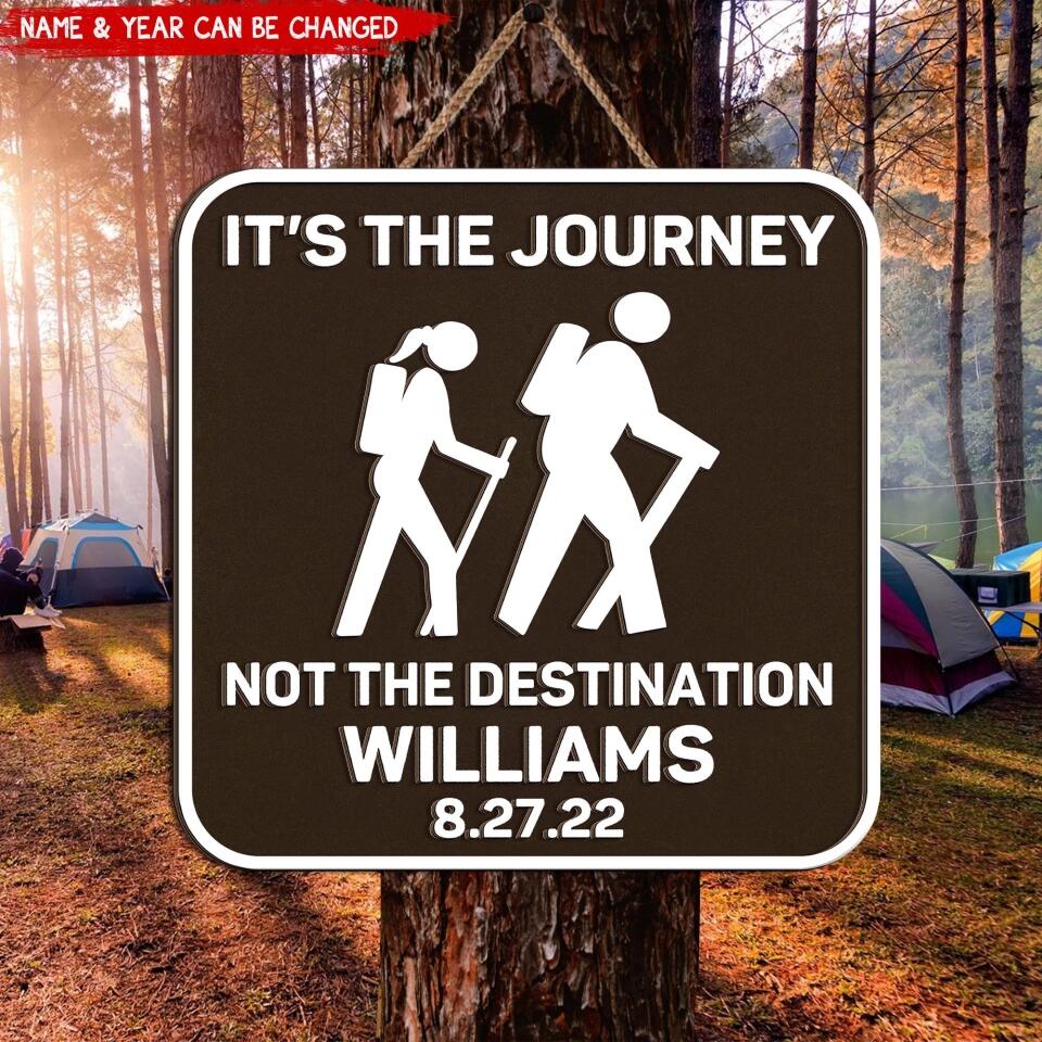 Hiking Couple Wilderness Outdoor Sign - Personalized 2 Layer Sign