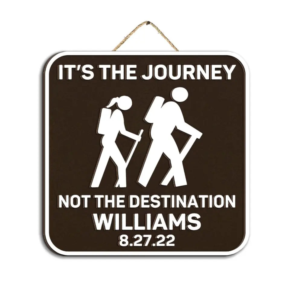 Hiking Couple Wilderness Outdoor Sign - Personalized 2 Layer Sign