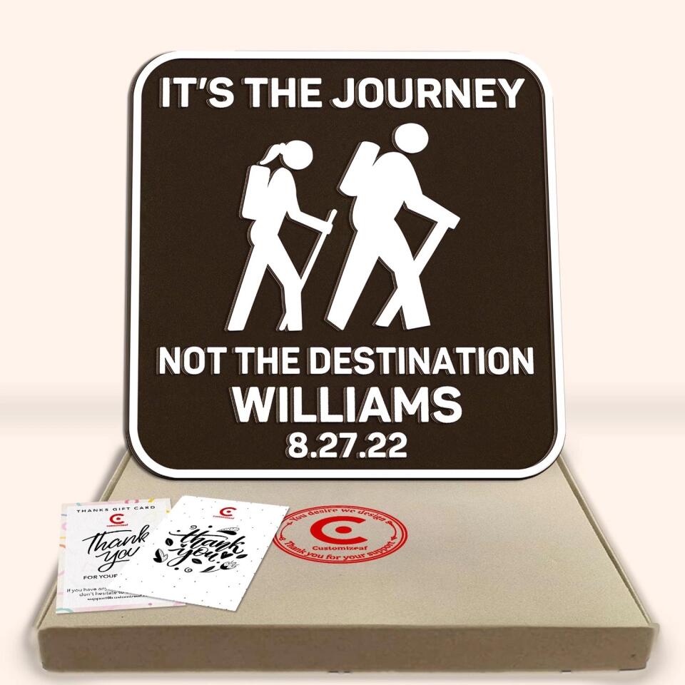 Hiking Couple Wilderness Outdoor Sign - Personalized 2 Layer Sign