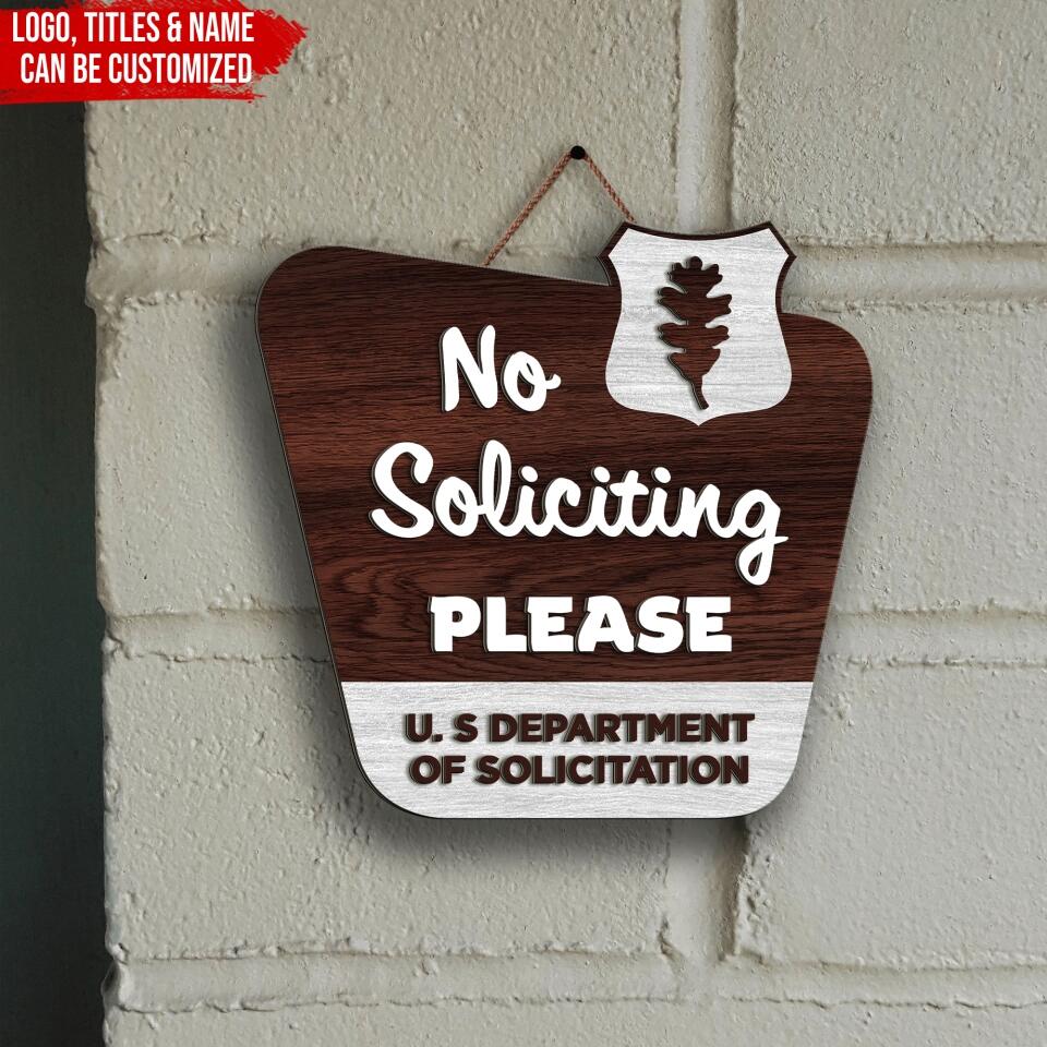 No Soliciting Sign National Parks Style - Personalized 2 Layer Sign