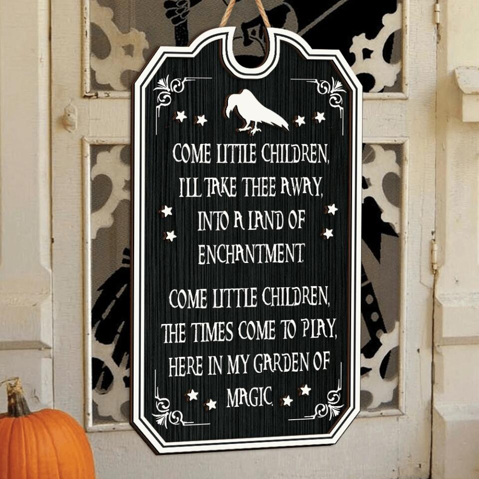 Come Little Children Primitive Halloween 2 Layer Wood Sign