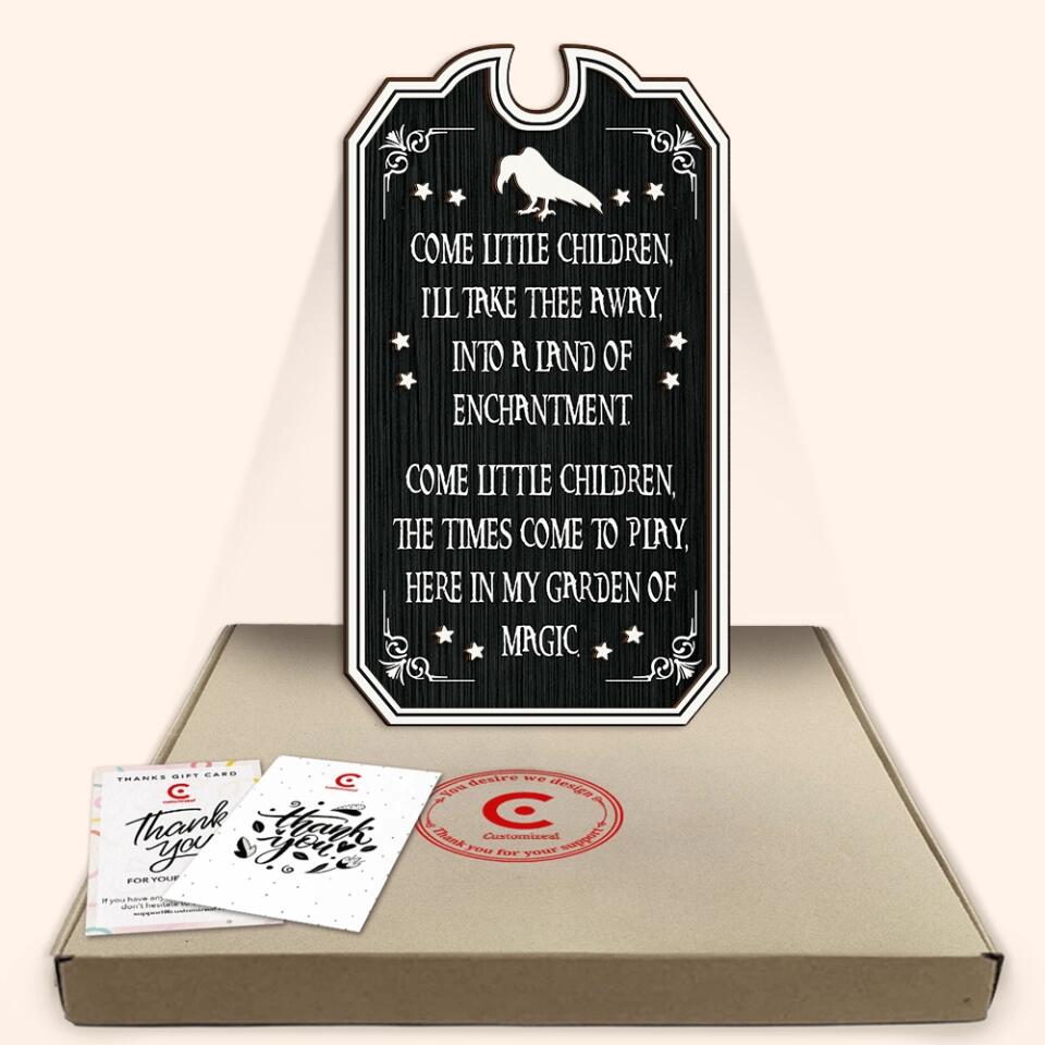 Come Little Children Primitive Halloween 2 Layer Wood Sign