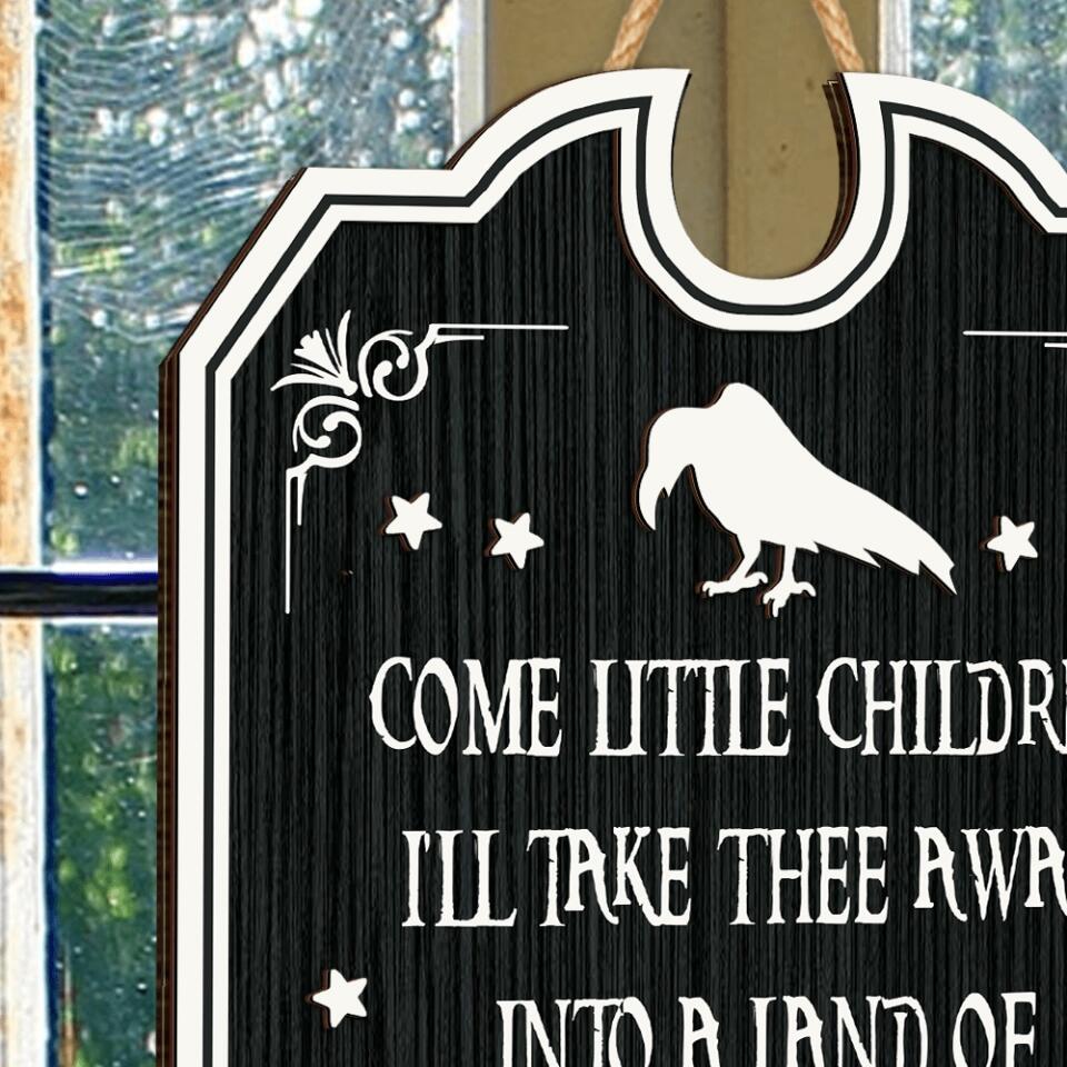 Come Little Children Primitive Halloween 2 Layer Wood Sign