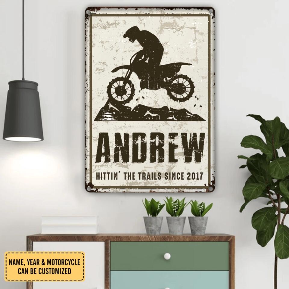 Vintage Dirt Bike Motorcross Riders - Personalized Metal Sign