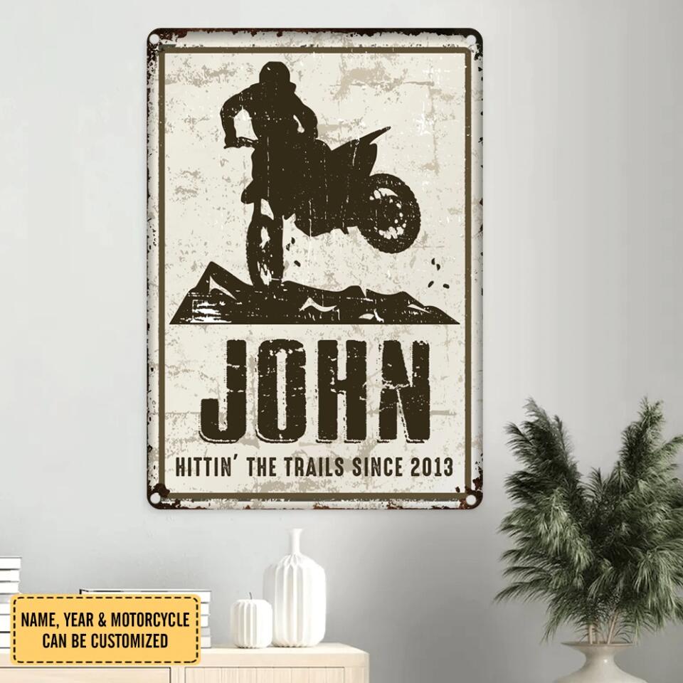 Vintage Dirt Bike Motorcross Riders - Personalized Metal Sign