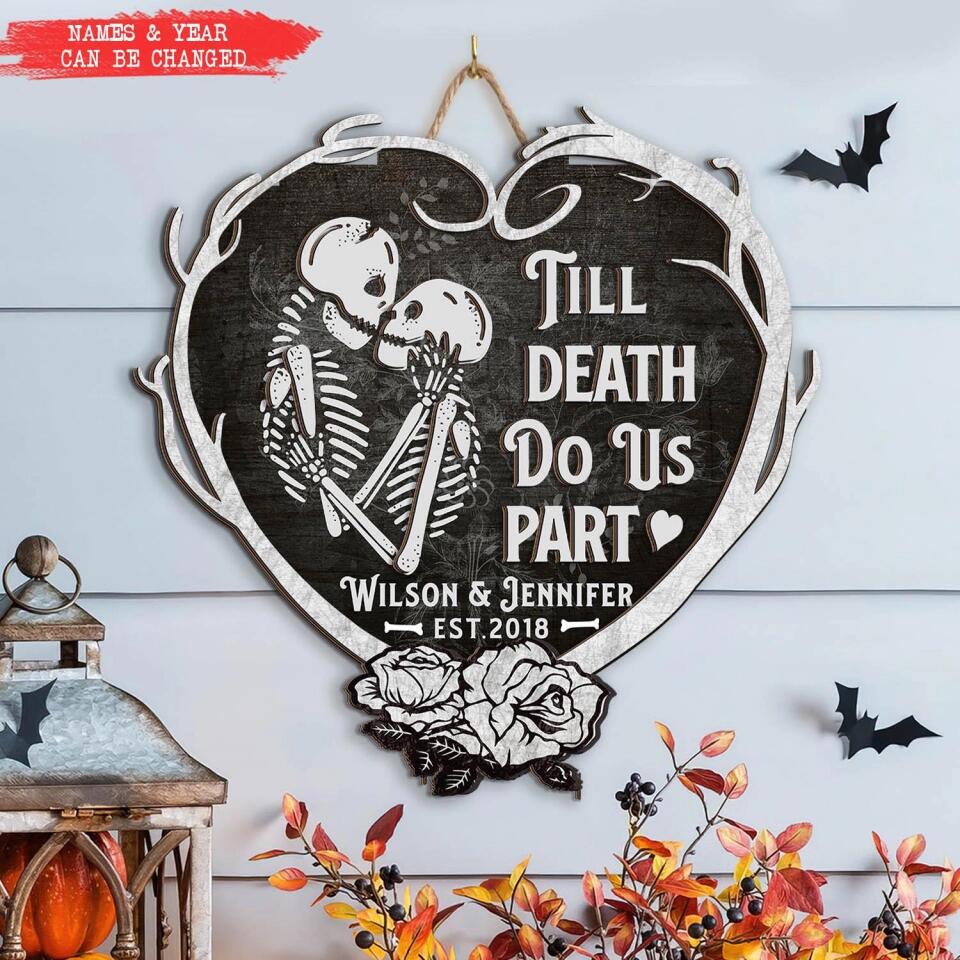 Halloween Skeletons Wedding Personalized 2 Layer Sign