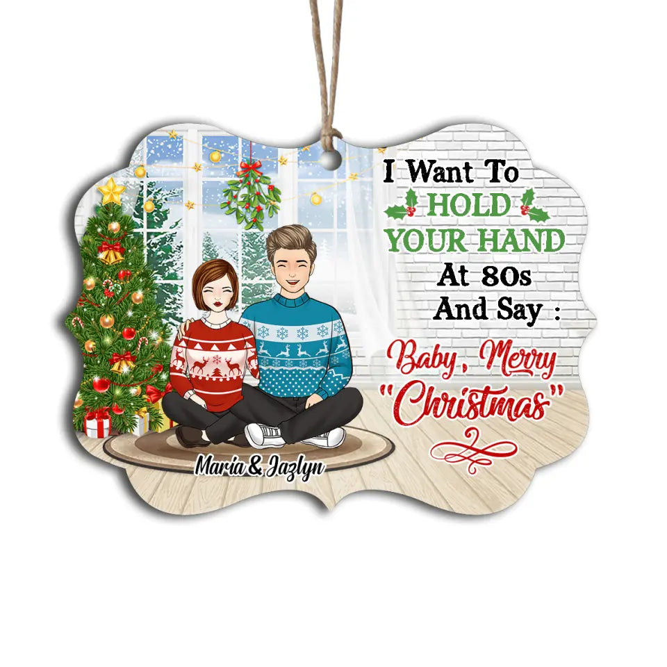 Christmas Couple Hold Your Hand - Personalized Ornament