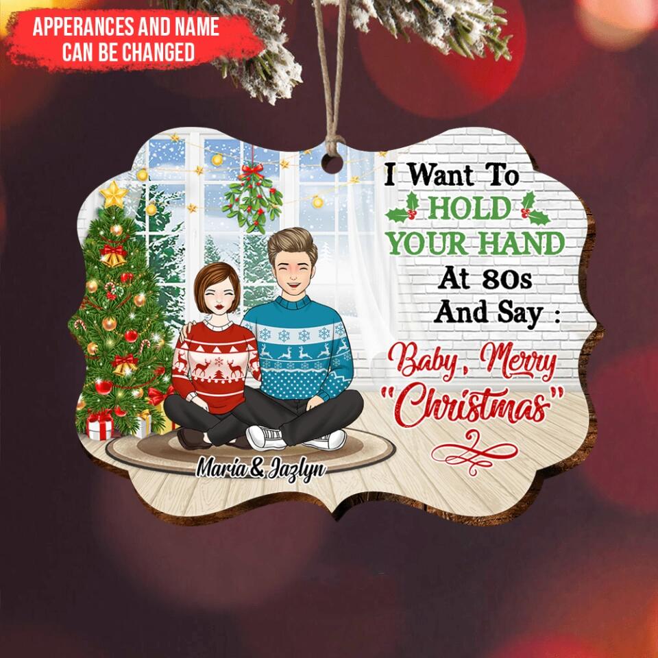 Christmas Couple Hold Your Hand - Personalized Ornament
