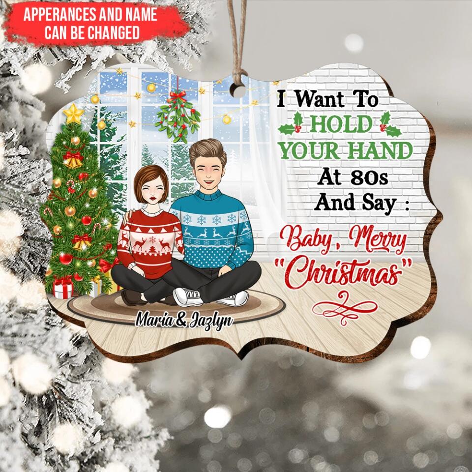 Christmas Couple Hold Your Hand - Personalized Ornament
